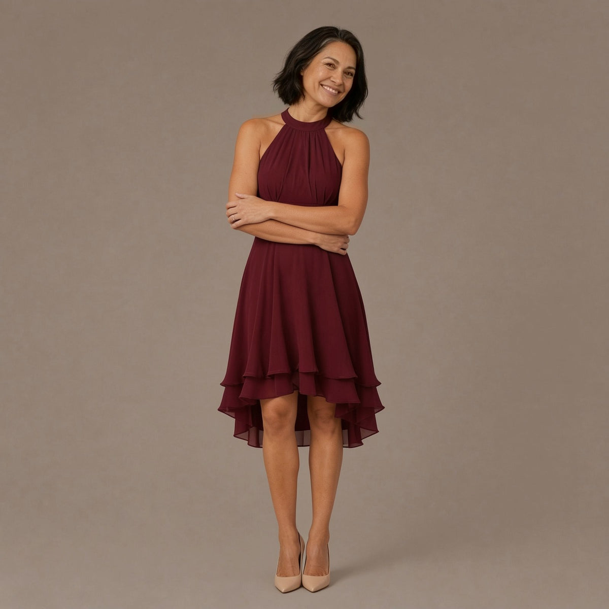 Ruffle Trim Tiered Dress