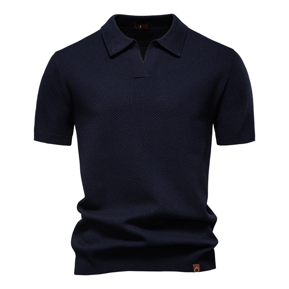 Short Sleeve Polo Shirt for Men in Navy Blue