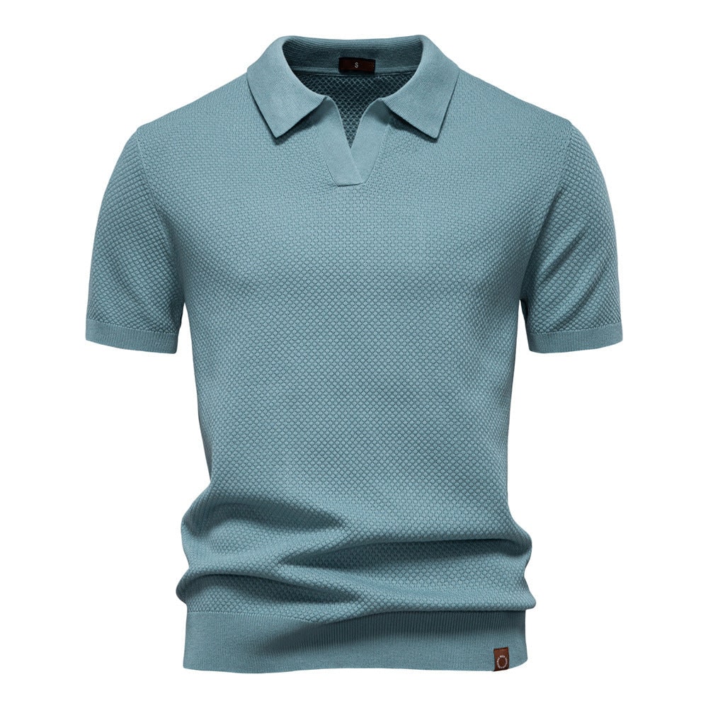 Short Sleeve Polo Shirt for Men in Dusty Blue