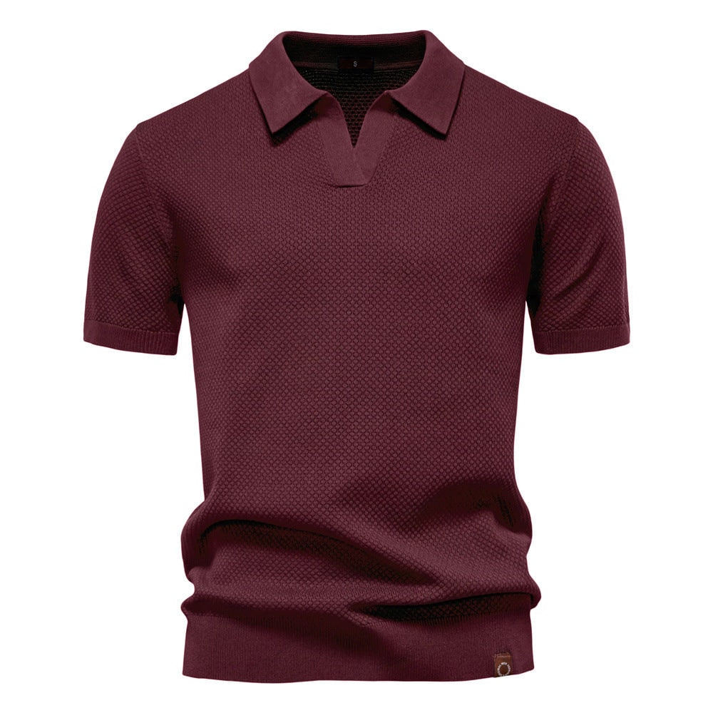Short Sleeve Polo Shirt for Men in Burgundy