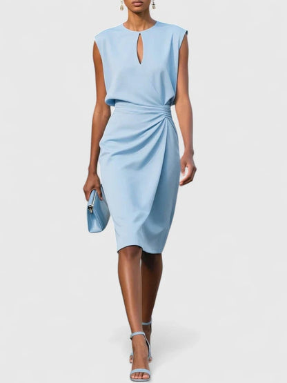 Sleek Dress with Keyhole Neckline and Draped Waist 2