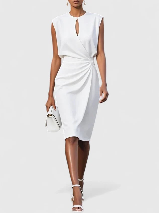 Sleek Dress with Keyhole Neckline and Draped Waist 3