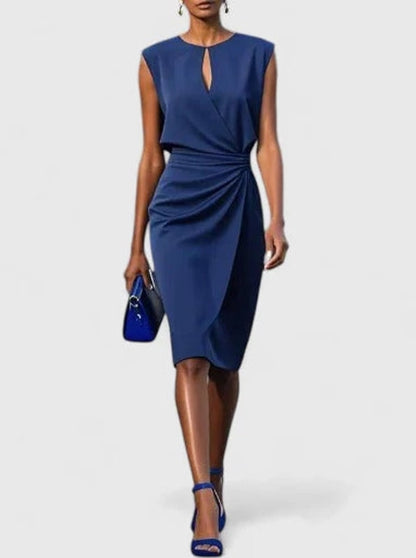 Sleek Dress with Keyhole Neckline and Draped Waist 6