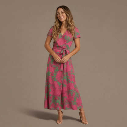 Soft Bloom Print Wrap Dress