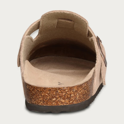 Sandals Suede Clog with Buckle Strap and Cork Footbed 3