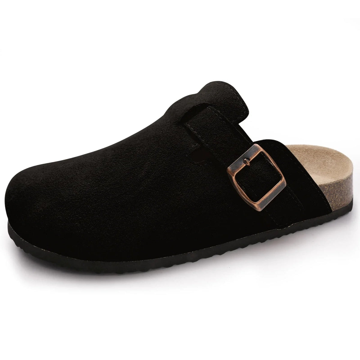 Sandals Suede Clog with Buckle Strap and Cork Footbed 6