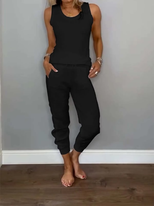 Two Piece Set with Tank Top and Drawstring Pants for Summer 6