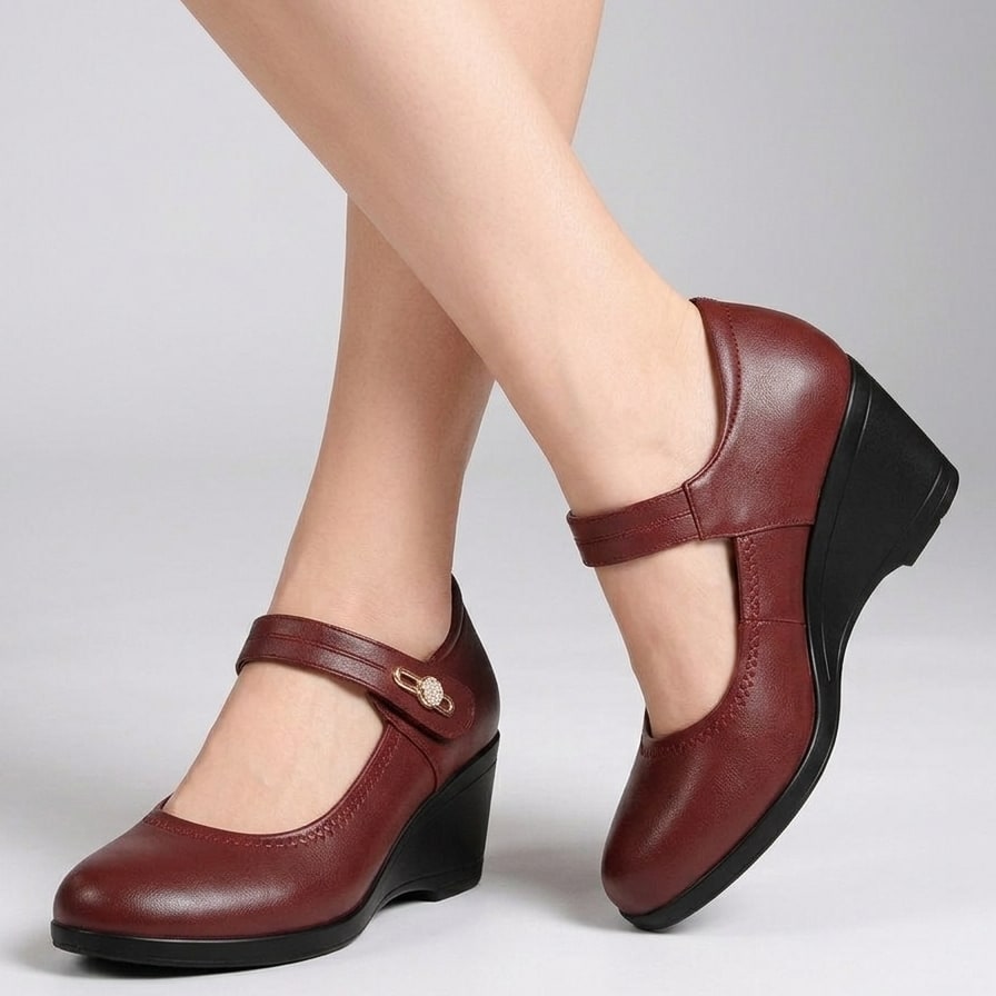 Sandals with Wedge Heel, Closed Toe Mary Jane Shoes 2