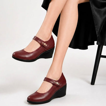 Sandals with Wedge Heel, Closed Toe Mary Jane Shoes 4