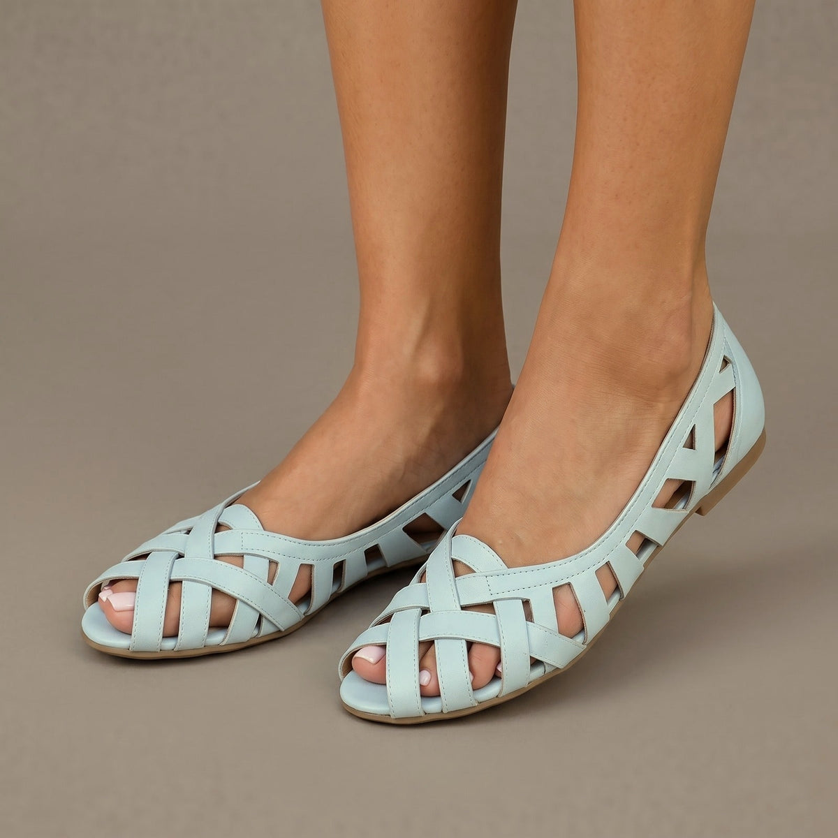 Woven Summer Sandals, Flat Peep Toe Leather Sandals 1