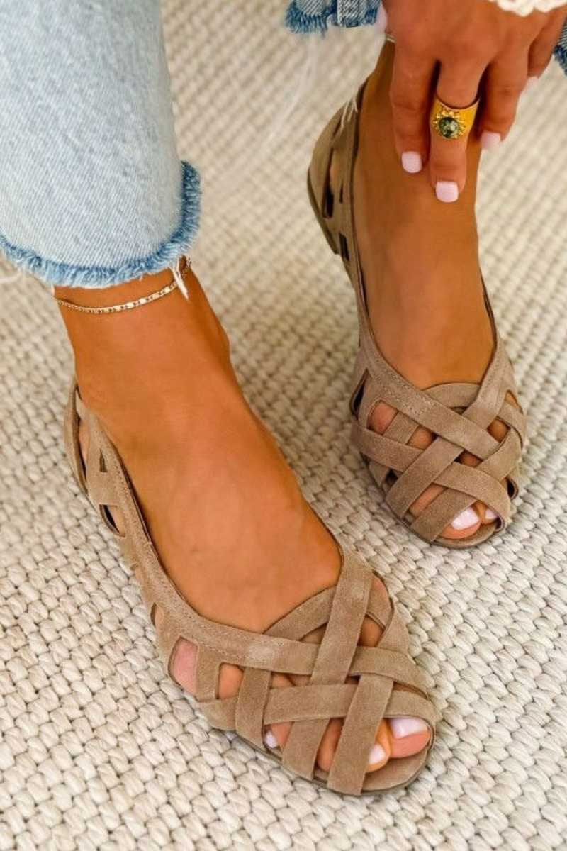 Woven Summer Sandals, Flat Peep Toe Leather Sandals 2