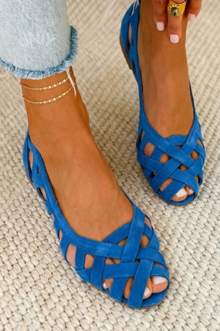 Woven Summer Sandals, Flat Peep Toe Leather Sandals 3