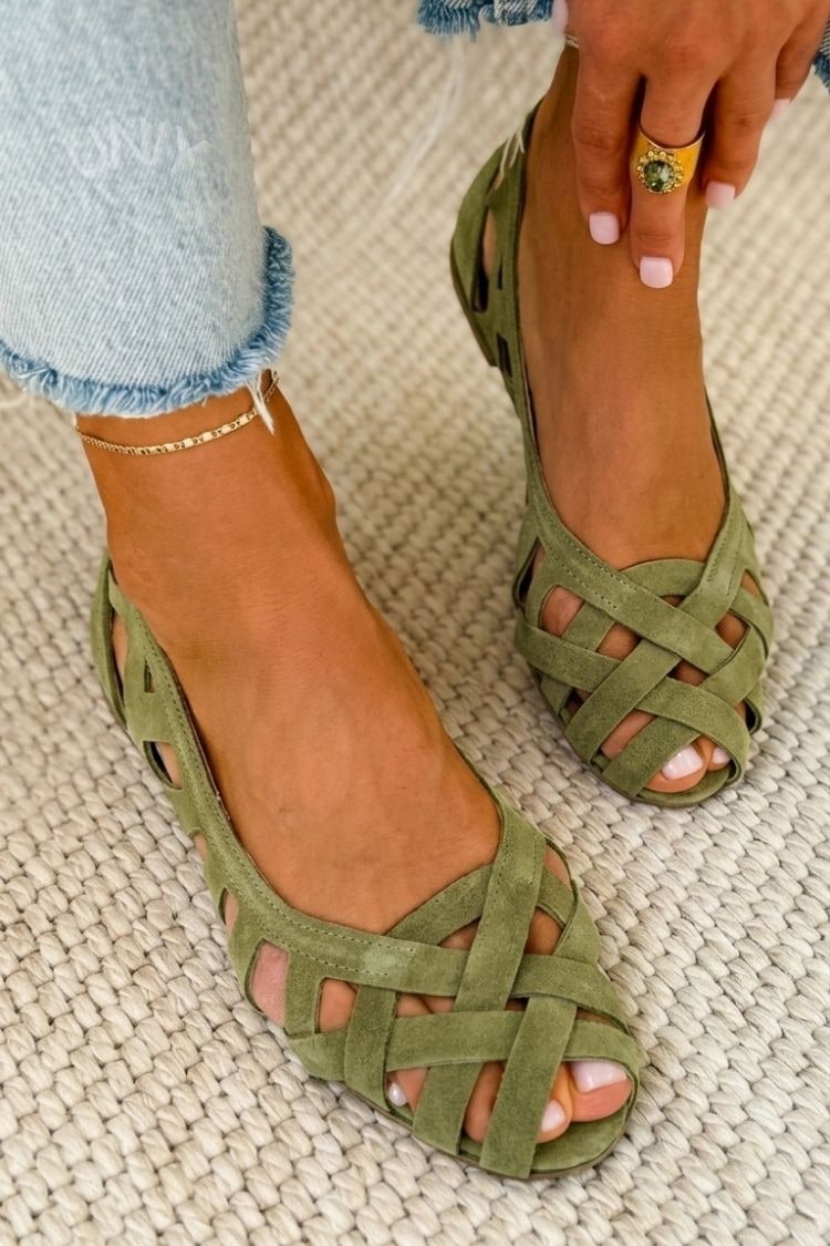 Woven Summer Sandals, Flat Peep Toe Leather Sandals 6