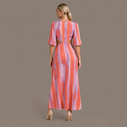 Back view of the tie dye dress with side cut outs